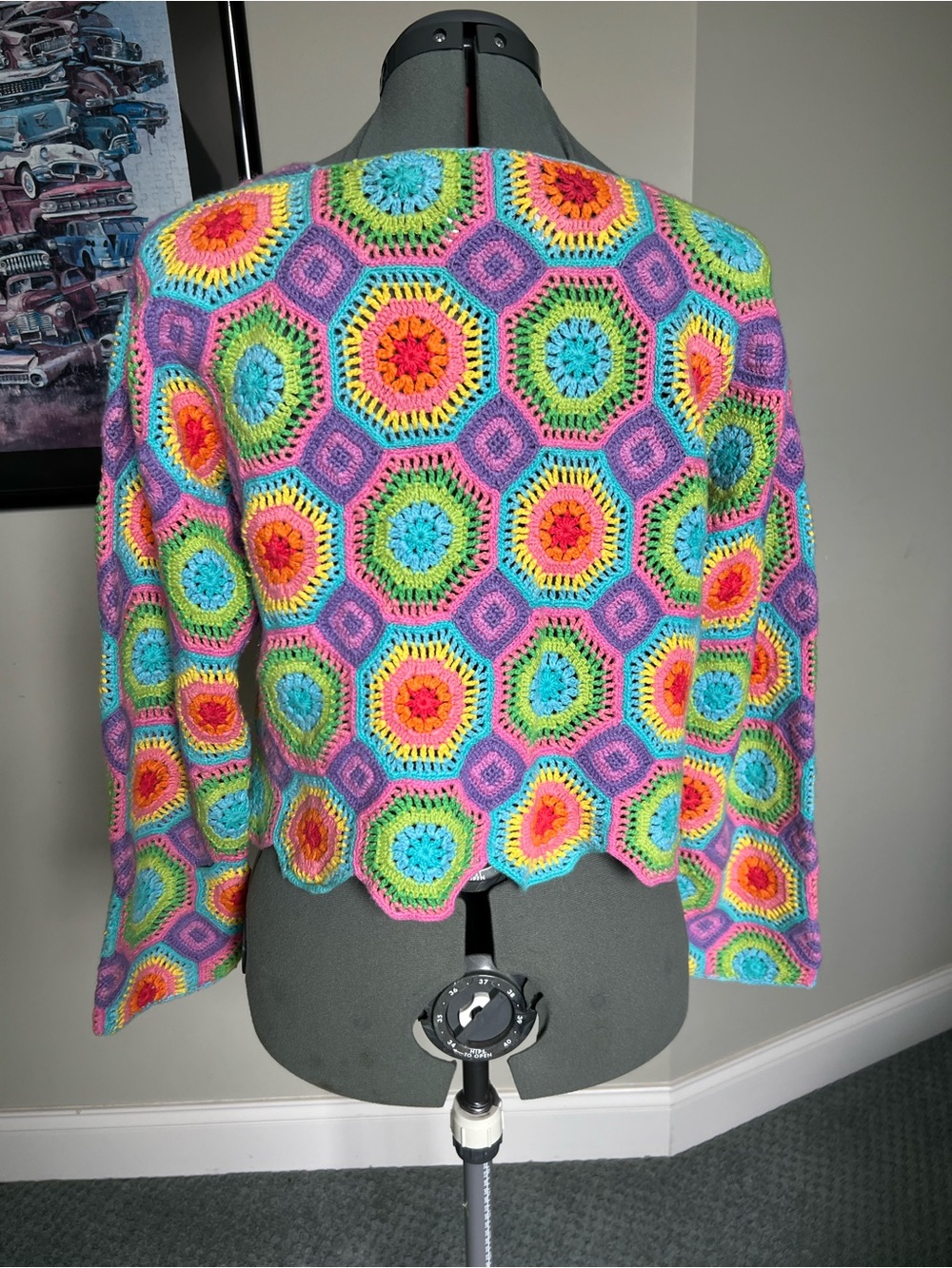 Michael Simon S M Open Crochet Sweater Cardigan Octagon - Picture 4 of 7